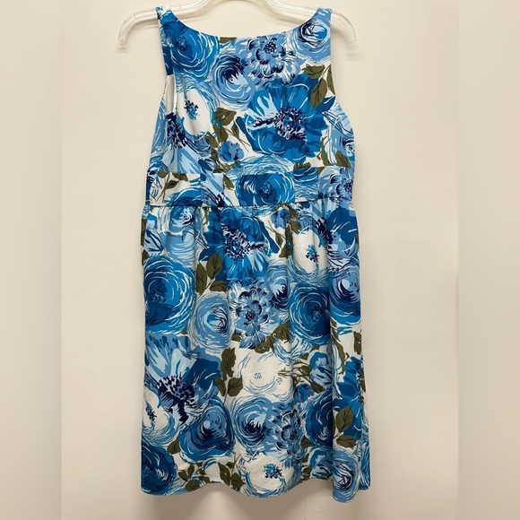 Loft Women’s Dress Sleeveless Sz 14 Empire Waist Floral Blue Sundress - Picture 6 of 6